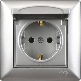 Günsan Elektrik 01281500-100117 Visage Kapaklı Gümüş Topraklı Priz