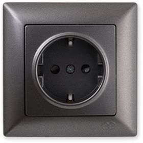 Günsan Elektrik 01281700-100116 Visage Çocuk Korumalı Füme Topraklı Priz