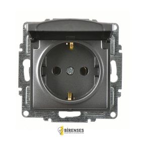 Günsan Elektrik 01281700-100117 Visage Kapaklı Füme Topraklı Priz