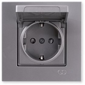 Günsan Elektrik 01401500-100138 Eqona Çocuk Korumalı Kapaklı Gümüş Topraklı Priz