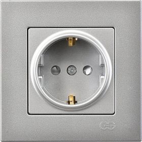 Günsan Elektrik 01401500-100138 Eqona Çocuk Korumalı Kapaklı Gümüş Topraklı Priz