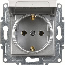 Günsan Elektrik 01401500-100138 Eqona Çocuk Korumalı Kapaklı Gümüş Topraklı Priz