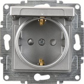 Günsan Elektrik 01401500-100138 Eqona Çocuk Korumalı Kapaklı Gümüş Topraklı Priz