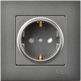 Günsan Elektrik 01401700-100138 Eqona Çocuk Korumalı Kapaklı Füme Topraklı Priz