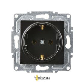 Günsan Elektrik 01403400-100116 Eqona Çocuk Korumalı Siyah Topraklı Priz