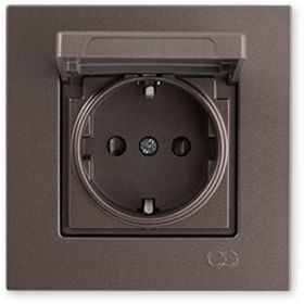 Günsan Elektrik 01403500-100138 Eqona Çocuk Korumalı Kapaklı Mocha Topraklı Priz