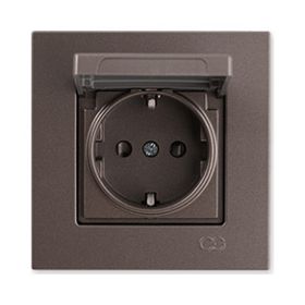 Günsan Elektrik 01403500-100138 Eqona Çocuk Korumalı Kapaklı Mocha Topraklı Priz