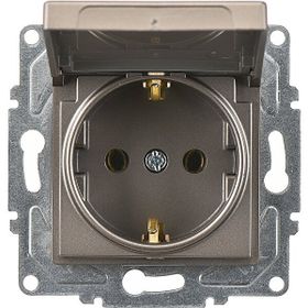 Günsan Elektrik 01403500-100138 Eqona Çocuk Korumalı Kapaklı Mocha Topraklı Priz