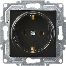 Günsan Elektrik Eqona Metalik Siyah Topraklı Priz Mekanizma