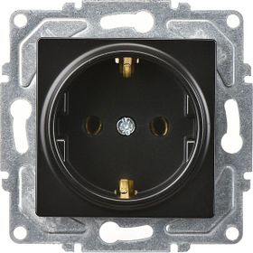 Günsan Elektrik Eqona Metalik Siyah Topraklı Priz Mekanizma