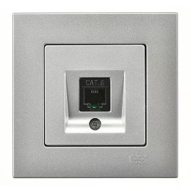 Günsan Elektrik Eqona Tekli Data Prizi RJ45 Cat6 Gümüş Mekanizma