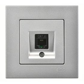 Günsan Elektrik Eqona Tekli Data Prizi RJ45 Cat6 Gümüş Mekanizma
