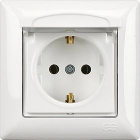 Günsan Elektrik Visage Beyaz Kapaklı Topraklı Priz + Çerçeve