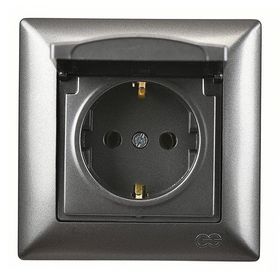 Günsan Elektrik Visage Füme Kapaklı Topraklı Priz