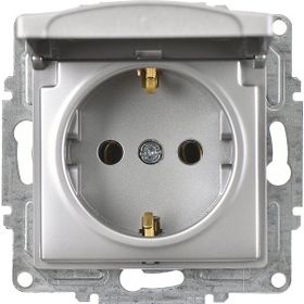 Günsan Elektrik Visage Kapaklı Gümüş Topraklı Priz Mekanizma