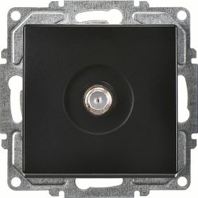 Günsan Elektrik Visage Tekli Uydu Prizi F Konnektörlü Geçişli Sonlu Metalik Siyah Mekanizma
