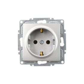 Günsan Elektrik Visage Topraklı Gümüş Priz Mekanizma