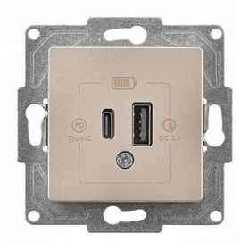 Günsan Eqona 2 Çıkışlı Usb Metalik Bej Şarj Prizi Mekanizma