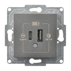 Günsan EQONA 20W TYPE C + TYPE A Füme 2 Çıkışlı USB Şarj Prizi