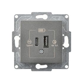 Günsan EQONA 20W TYPE C + TYPE A Füme 2 Çıkışlı USB Şarj Prizi