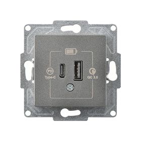 Günsan EQONA 20W TYPE C + TYPE A Füme 2 Çıkışlı USB Şarj Prizi