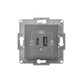 Günsan EQONA 20W TYPE C + TYPE A Füme 2 Çıkışlı USB Şarj Prizi
