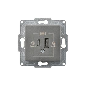 Günsan EQONA 20W TYPE C + TYPE A Füme 2 Çıkışlı USB Şarj Prizi