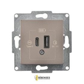 Günsan EQONA 20W Type-C + Type-A Mocha 2 Çıkışlı USB Şarj Prizi