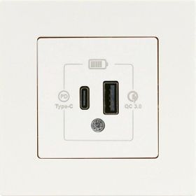 Günsan Eqona Fildişi Beyazı Siyah 2 Çıkışlı Type C + Type A 20W USB Şarj Prizi