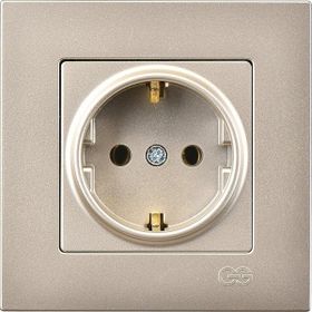 Günsan Eqona Metalik Bej Topraklı Priz Çerçeveli Elektrik Prizi