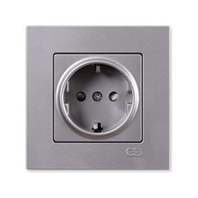 Günsan Eqona Metallic Gümüş Çoçuk Korumalı Topraklı Priz