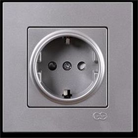 Günsan Eqona Metallic Gümüş Çoçuk Korumalı Topraklı Priz