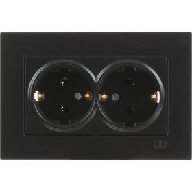 Günsan Eqona Radius Neoline İkili Metalik Siyah Mekanizma Tuş Kapak Topraklı Priz