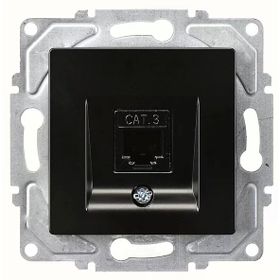 Günsan EQONA RJ45 CAT5E + CAT3 Mat Siyah Data Nümeris Telefon Prizi