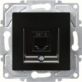 Günsan EQONA RJ45 CAT5E + CAT3 Mat Siyah Data Nümeris Telefon Prizi