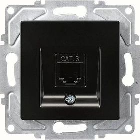 Günsan EQONA RJ45 CAT5E + CAT3 Mat Siyah Data Nümeris Telefon Prizi