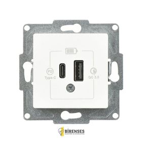 Günsan EQONA Type C+Type A 20W Beyaz 2 Çıkışlı USB Şarj Prizi