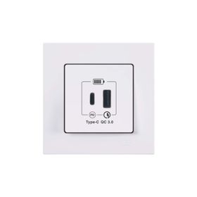 Günsan EQONA Type C+Type A 20W Beyaz 2 Çıkışlı USB Şarj Prizi