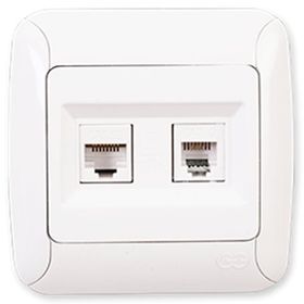 Günsan Fantasy Beyaz Kordon Hariç Cat6+RJ11 Data Nümeris Telefon Priz