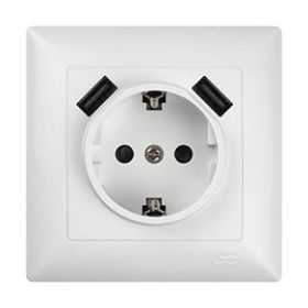 Günsan Visage 5V 2.4A Beyaz 2 USB Çıkışlı Çocuk Korumalı Topraklı Priz