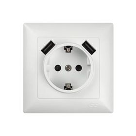 Günsan Visage 5V 2.4A Beyaz 2 USB Çıkışlı Çocuk Korumalı Topraklı Priz