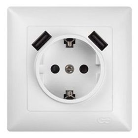 Günsan Visage 5V 2.4A Beyaz 2 USB Çıkışlı Çocuk Korumalı Topraklı Priz