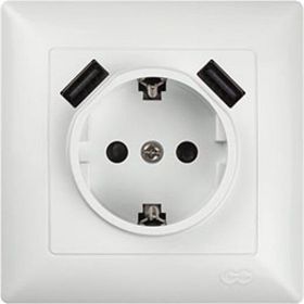Günsan Visage 5V 2.4A Beyaz 2 USB Çıkışlı Çocuk Korumalı Topraklı Priz