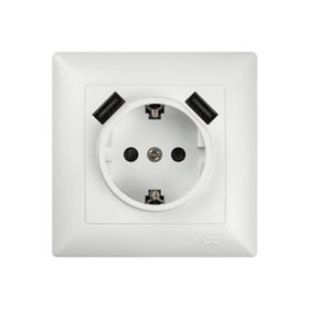 Günsan Visage 5V 2.4A Beyaz 2 USB Çıkışlı Çocuk Korumalı Topraklı Priz