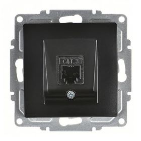 Günsan Visage Cat3 Metalik Siyah Mekanizma + Tuş Kapak Nümeris Telefon Prizi