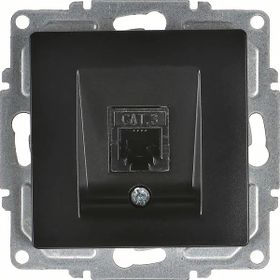 Günsan Visage Cat3 Metalik Siyah Mekanizma + Tuş Kapak Nümeris Telefon Prizi