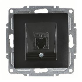 Günsan Visage Cat3 Metalik Siyah Mekanizma + Tuş Kapak Nümeris Telefon Prizi