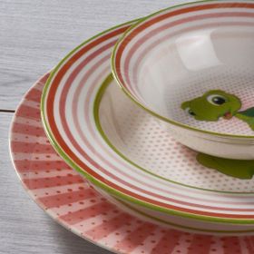 Güral Porselen 2142 Renkli Eda 3 Parça Bone Mama Takımı