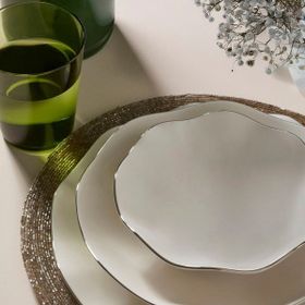 Güral Porselen 220 Nesrin 18 Parça 6 Kişilik Gümüş File Yemek Takımı