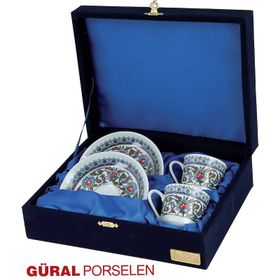 Güral Porselen 2'li Kadife Kutulu Porselen Kahve Fincan Takımı